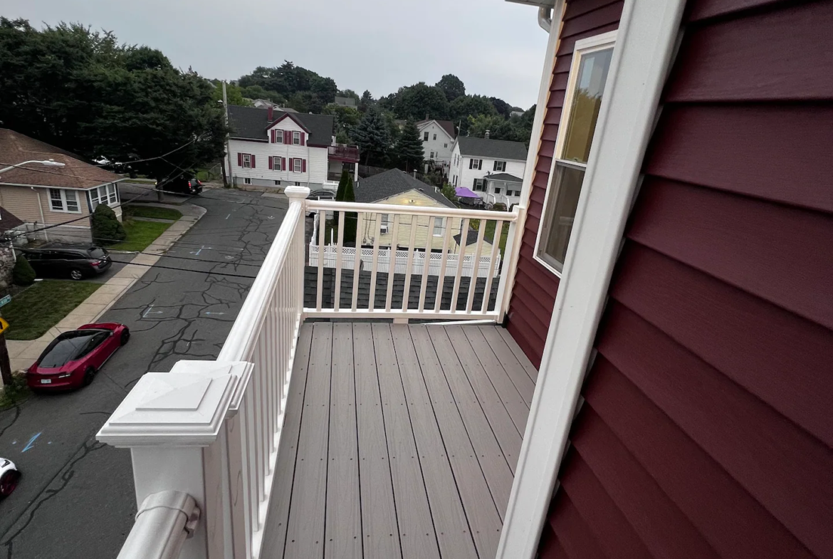 A view of the back deck from above.